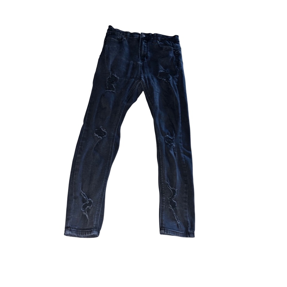 Wax Jean Butt I Love You Black Distressed Skinny Jeans Womens 13/31 Ripped Denim